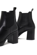 Women's Black Thick Heeled Leather Chelsea Boot | Derimod Women's Black Thick Heeled Leather Chelsea Boot | Derimod
