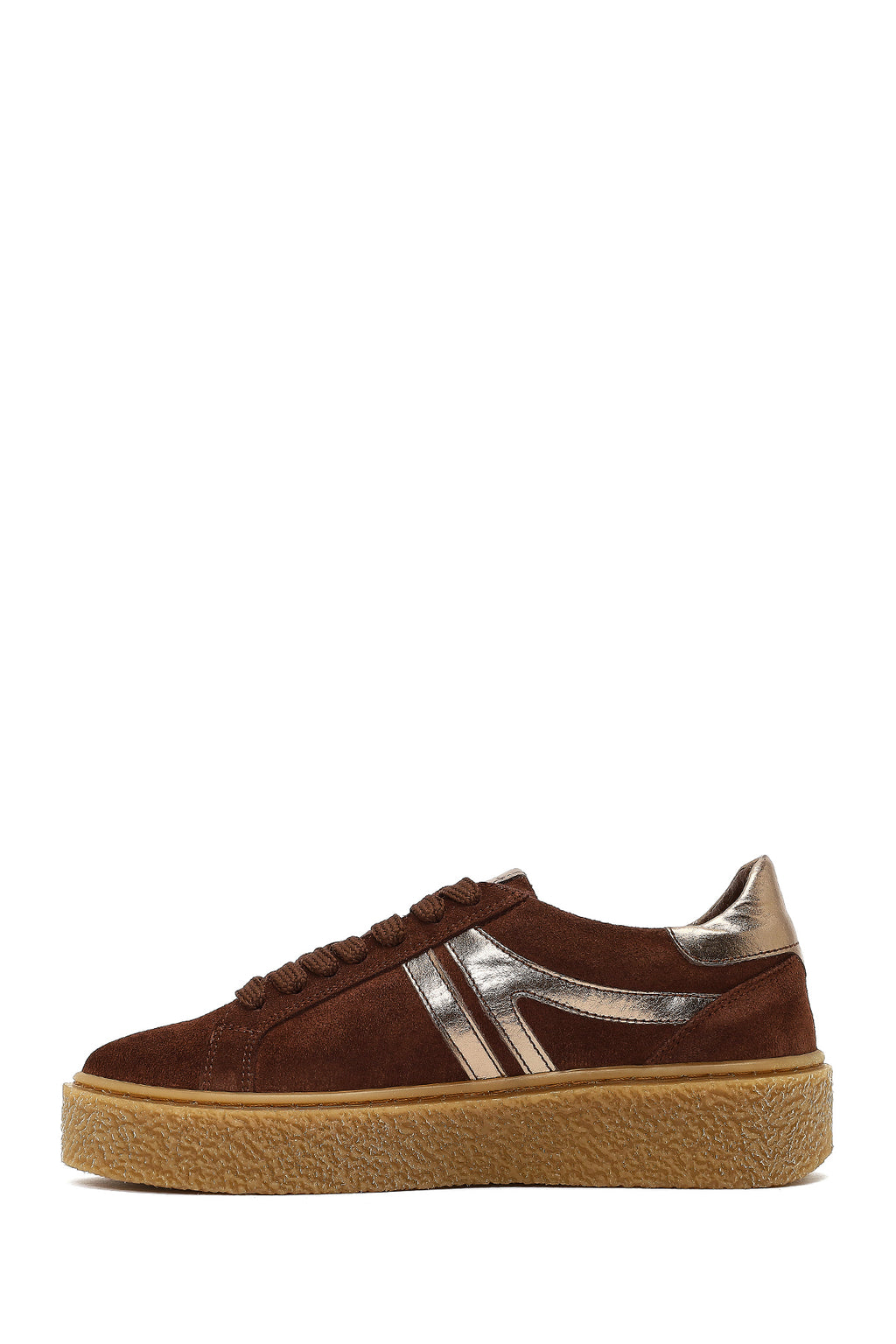Kadın Kahverengi Bağcıklı Süet Deri Sneaker