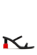 Women's Black Thick Heeled Slippers | Derimod Women's Black Thick Heeled Slippers | Derimod