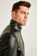 Fabian Men's Leather Jacket | Derimod Fabian Men's Leather Jacket | Derimod