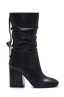 Women's Leather Belt Detailed Heeled Boots | Derimod Women's Leather Belt Detailed Heeled Boots | Derimod