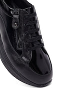 Kadın Siyah Bağcıklı Kalın Tabanlı Deri Sneaker | Derimod Kadın Siyah Bağcıklı Kalın Tabanlı Deri Sneaker | Derimod