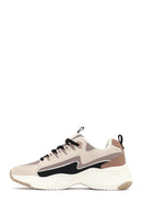 Women's Beige Lace-Up Thick-Soled Sneaker | Derimod Women's Beige Lace-Up Thick-Soled Sneaker | Derimod