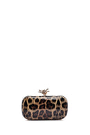 Woman Leopard Print Long Chain Strap Mini Box Evening Bag | Derimod Woman Leopard Print Long Chain Strap Mini Box Evening Bag | Derimod