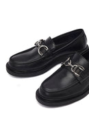 Women's Black Buckled Leather Masculine Loafer | Derimod Women's Black Buckled Leather Masculine Loafer | Derimod