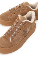 Kadın Camel Bağcıklı Kalın Tabanlı Süet Deri Teddy Sneaker | Derimod Kadın Camel Bağcıklı Kalın Tabanlı Süet Deri Teddy Sneaker | Derimod