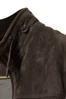 Marcelo Men's Brown Mandarin Collar Suede Leather Jacket | Derimod Marcelo Men's Brown Mandarin Collar Suede Leather Jacket | Derimod