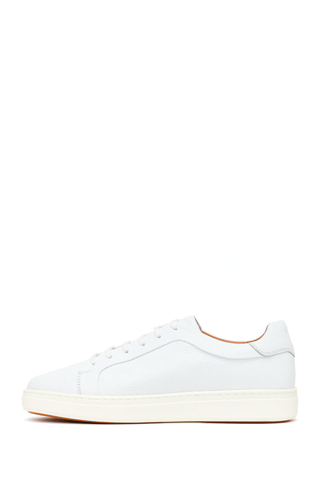 Erkek Beyaz Bağcıklı Deri Sneaker