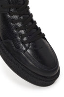 Erkek Siyah Bağcıklı Kalın Tabanlı Deri Sneaker | Derimod Erkek Siyah Bağcıklı Kalın Tabanlı Deri Sneaker | Derimod