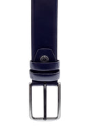 Men's Navy Blue Leather Belt | Derimod Men's Navy Blue Leather Belt | Derimod