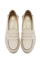 Women's Cream Wedge Heel Leather Comfort Loafer | Derimod Women's Cream Wedge Heel Leather Comfort Loafer | Derimod