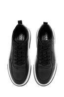 Erkek Siyah Bağcıklı Kalın Tabanlı Deri Sneaker | Derimod Erkek Siyah Bağcıklı Kalın Tabanlı Deri Sneaker | Derimod