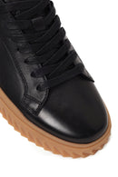 Erkek Siyah Bağcıklı Deri Casual Sneaker | Derimod Erkek Siyah Bağcıklı Deri Casual Sneaker | Derimod