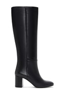 Women's Black Leather Thick Heeled Boots | Derimod Women's Black Leather Thick Heeled Boots | Derimod
