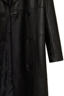 Natalia Women's Black Leather Trench Coat | Derimod Natalia Women's Black Leather Trench Coat | Derimod