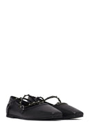 Women's Black Buckled Leather Ballet Flat | Derimod Women's Black Buckled Leather Ballet Flat | Derimod