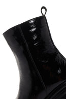 Women's Black Patent Leather Zippered Casual Heeled Boots | Derimod Women's Black Patent Leather Zippered Casual Heeled Boots | Derimod