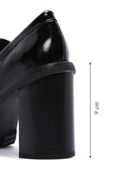 Women's Black Patent Leather Heeled Loafer | Derimod Women's Black Patent Leather Heeled Loafer | Derimod