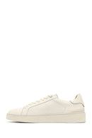 Men's White Lace-Up Leather Sneaker | Derimod Men's White Lace-Up Leather Sneaker | Derimod