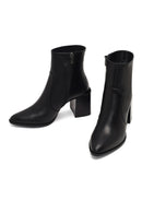 Women's Black Zippered Thick Heeled Leather Boot | Derimod Women's Black Zippered Thick Heeled Leather Boot | Derimod