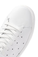 Men's White Lace-up Thick-Sole Leather Sneaker | Derimod Men's White Lace-up Thick-Sole Leather Sneaker | Derimod
