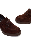 Woman Brown Chunky Heeled Suede Loafer | Derimod Woman Brown Chunky Heeled Suede Loafer | Derimod