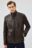Hugo Men's Mink Leather Jacket | Derimod Hugo Men's Mink Leather Jacket | Derimod