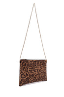 Women's Leopard Long Strap Suede Clutch Bag | Derimod Women's Leopard Long Strap Suede Clutch Bag | Derimod