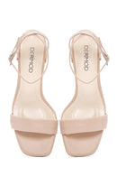 Women's Beige Ankle Strap Chunky Heel Sandals | Derimod Women's Beige Ankle Strap Chunky Heel Sandals | Derimod