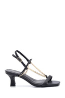 Women's Black Chain Heeled Sandals | Derimod Women's Black Chain Heeled Sandals | Derimod