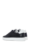 Men's Navy Blue Lace-Up Leather Sneaker | Derimod Men's Navy Blue Lace-Up Leather Sneaker | Derimod