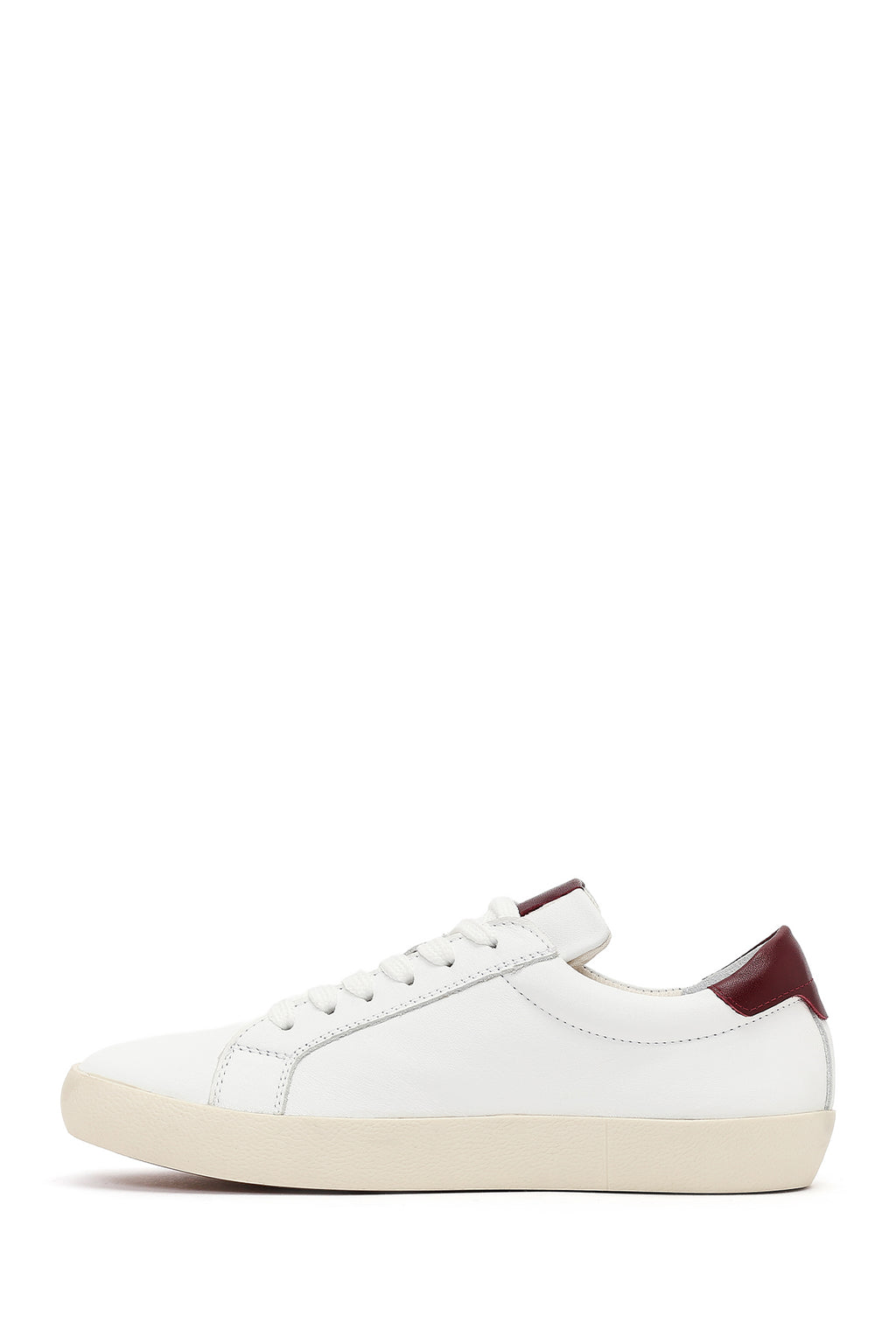 Kadın Beyaz Bağcıklı Deri Sneaker