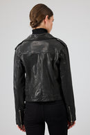Blondy Women's Black Double Breasted Leather Jacket | Derimod Blondy Women's Black Double Breasted Leather Jacket | Derimod