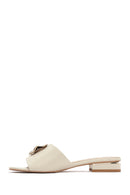 Women's Cream Accessory Leather Slippers | Derimod Women's Cream Accessory Leather Slippers | Derimod