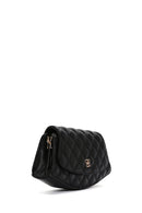 Women's Black Long Chain Strap Quilted Mini Shoulder Bag | Derimod Women's Black Long Chain Strap Quilted Mini Shoulder Bag | Derimod