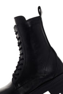 Women's Black Zippered Leather Boots | Derimod Women's Black Zippered Leather Boots | Derimod