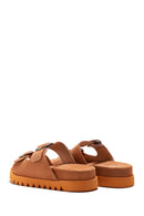 Women's Leather Suede Double Buckle Slippers | Derimod Women's Leather Suede Double Buckle Slippers | Derimod