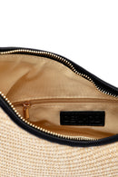 Woman Cream Charm-Embellished Straw Shoulder Bag | Derimod Woman Cream Charm-Embellished Straw Shoulder Bag | Derimod