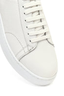 Men's White Lace-Up Thick-Soled Leather Sneaker | Derimod Men's White Lace-Up Thick-Soled Leather Sneaker | Derimod
