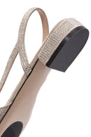 Women's Beige Open Back Stoned Ballerinas | Derimod Women's Beige Open Back Stoned Ballerinas | Derimod