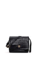 Woman Black Croc-Embossed Crossbody Bag | Derimod Woman Black Croc-Embossed Crossbody Bag | Derimod