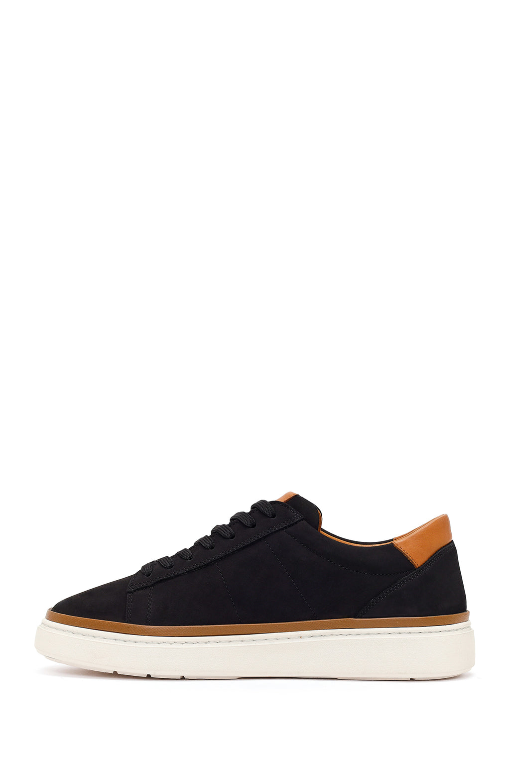 Erkek Siyah Bağcıklı Nubuk Deri Sneaker