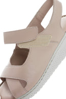 Kadın Vizon Bantlı Deri Comfort Sandalet | Derimod Kadın Vizon Bantlı Deri Comfort Sandalet | Derimod