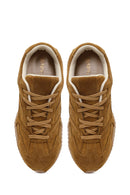 Woman Camel Lace-up Suede Leather Sneaker | Derimod Woman Camel Lace-up Suede Leather Sneaker | Derimod