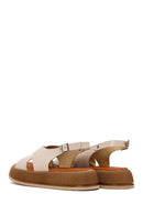 Woman Beige Buckled Thick-Soled Leather Sandal | Derimod Woman Beige Buckled Thick-Soled Leather Sandal | Derimod