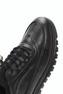 Men's Black Lace-Up Leather Casual Sneaker | Derimod Men's Black Lace-Up Leather Casual Sneaker | Derimod