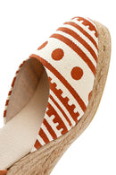 Kastamonu Stone Print Women's Taba Patterned Wedge Heeled Espadrille Sandals | Derimod Kastamonu Stone Print Women's Taba Patterned Wedge Heeled Espadrille Sandals | Derimod