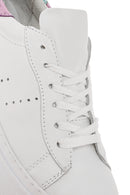 Women's White Lace-up Thick-Sole Leather Sneaker | Derimod Women's White Lace-up Thick-Sole Leather Sneaker | Derimod