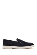 Erkek Lacivert Çift Tokalı Süet Deri Casual Loafer | Derimod Erkek Lacivert Çift Tokalı Süet Deri Casual Loafer | Derimod