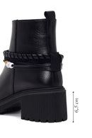 Woman Black Zip Closure Chunky-heeled Leather Boots | Derimod Woman Black Zip Closure Chunky-heeled Leather Boots | Derimod